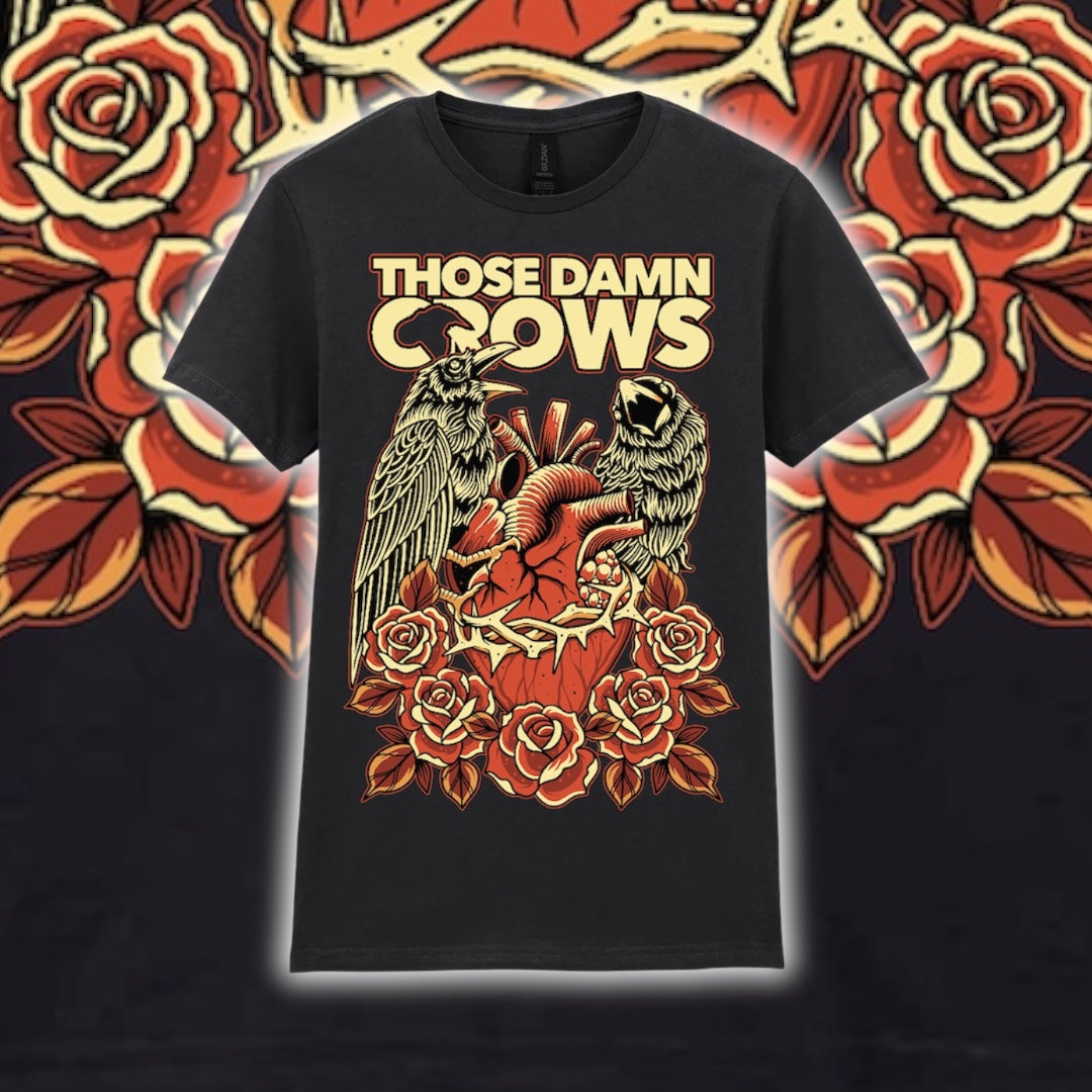 NEW Valentine Preorder. Women’s ‘Heart & Roses’ Crow Tee.