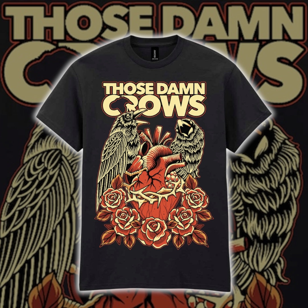 NEW Valentine Preorder.                    ‘Heart & Roses’ Crow Tee.